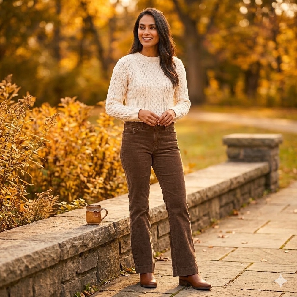 Brown Corduroy Flared Pants